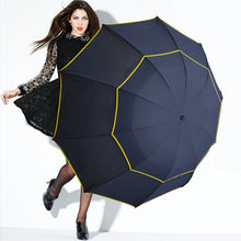 Load image into Gallery viewer, 130cm Big Top Quality Umbrella Men Rain Woman Windproof Large Paraguas Male Women Sun 3 Floding Big Umbrella Outdoor Parapluie
